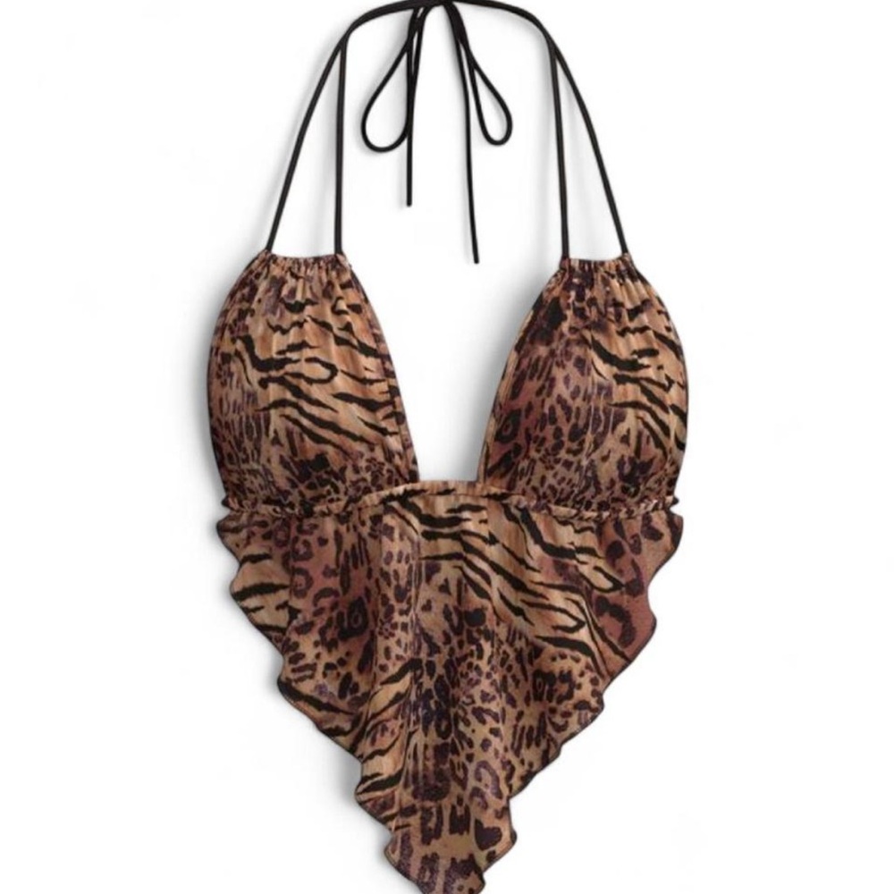 American Vintage Animal Print Halter Top